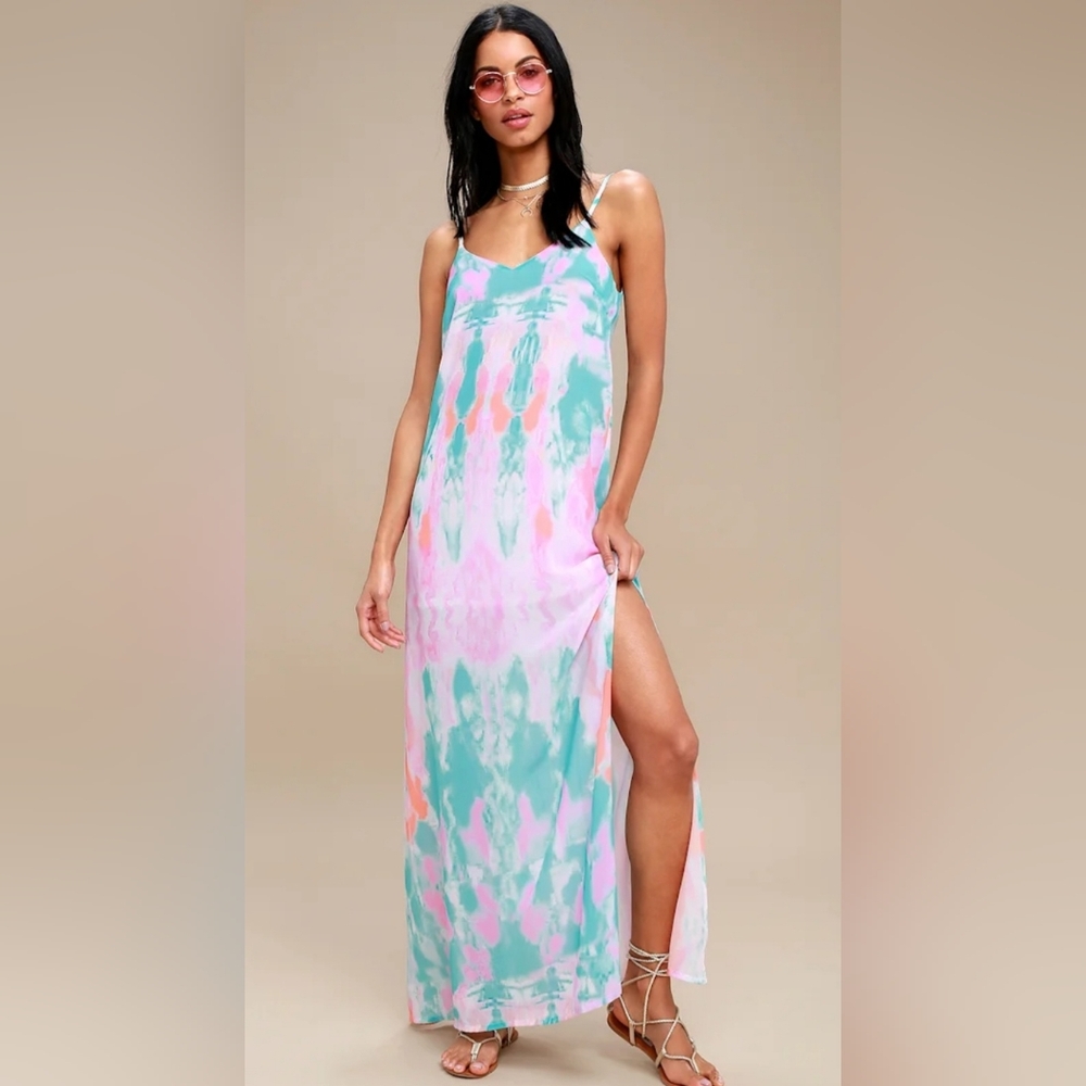 Lulu's Summer Tie-Die Maxi Dress Size M